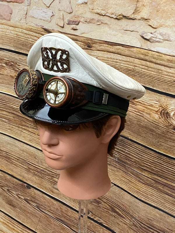 Steampunk Vintage Polizei-Mütze handveredelt, Unikat Gr.59