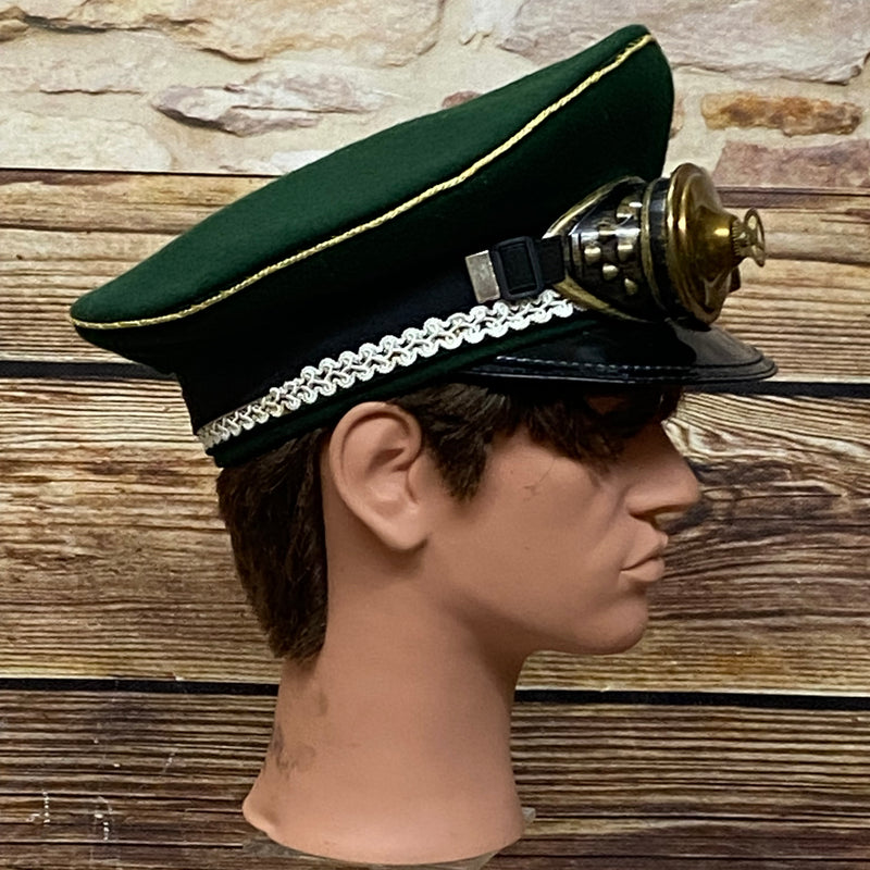 Steampunk Schirmmütze mit Goggles – Größe 57 – Unikat