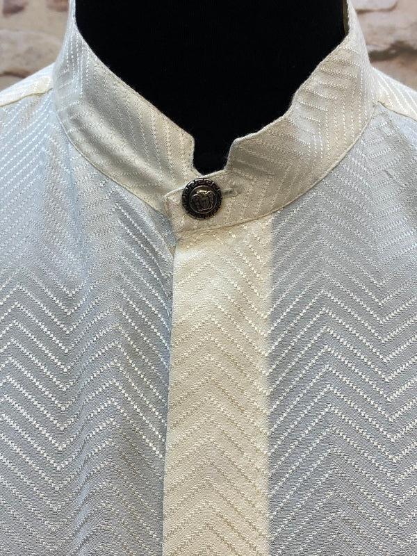 Vintage Stehkragen-Hemd in Creme, Gr. 43, Ansicht 2