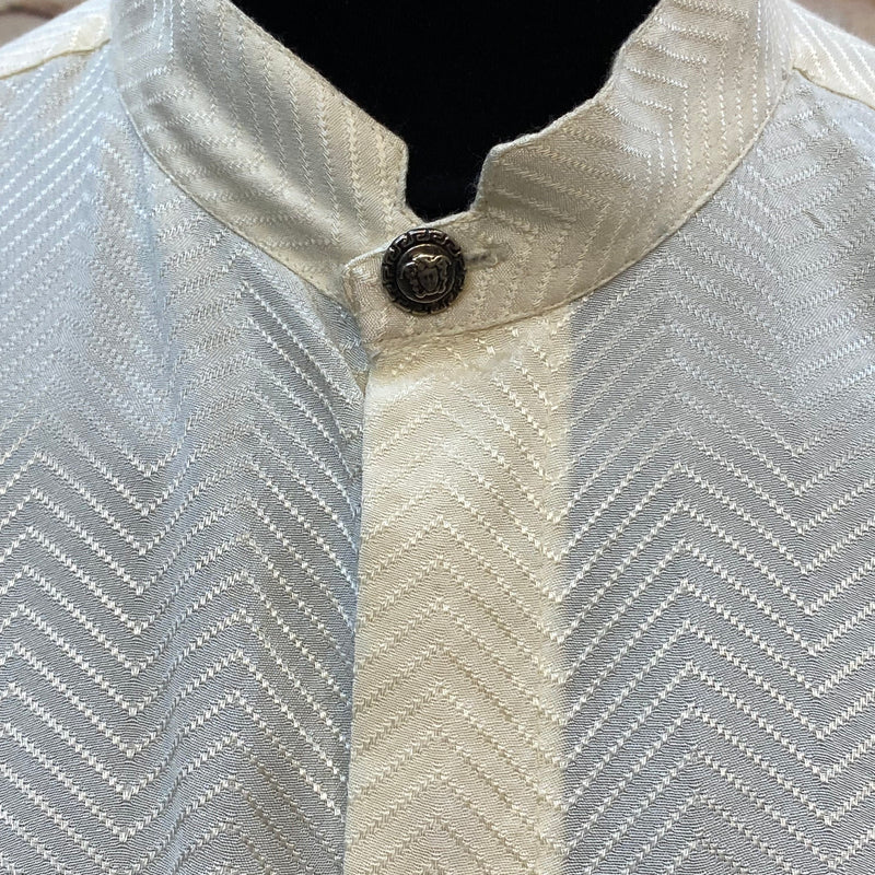 Vintage Stehkragen-Hemd in Creme, Gr. 43, Ansicht 2