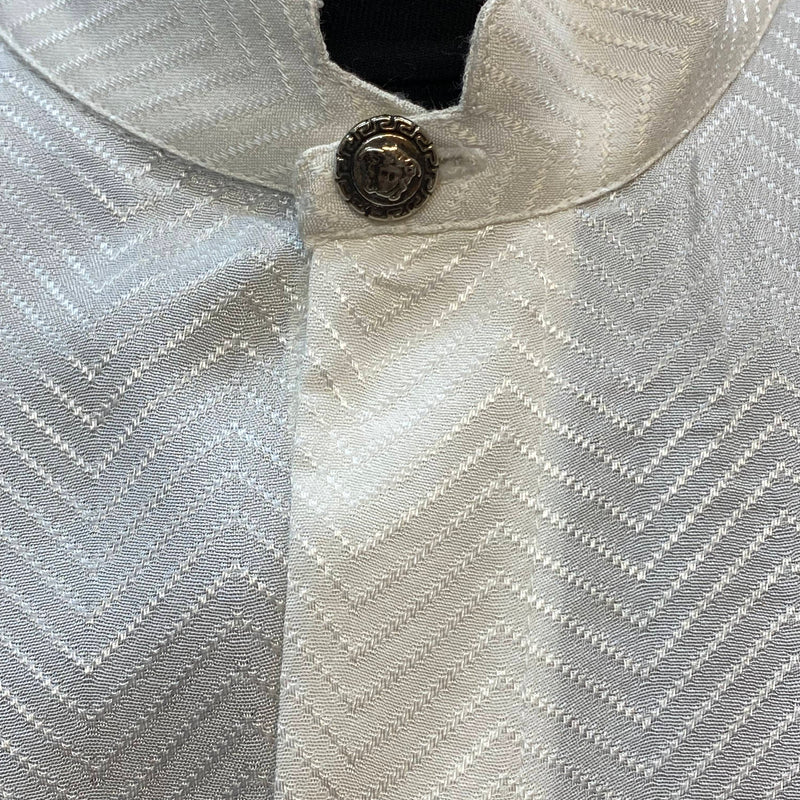 Vintage Stehkragen-Hemd | Cremeweiß | Gr. 45 | 100% Baumwolle