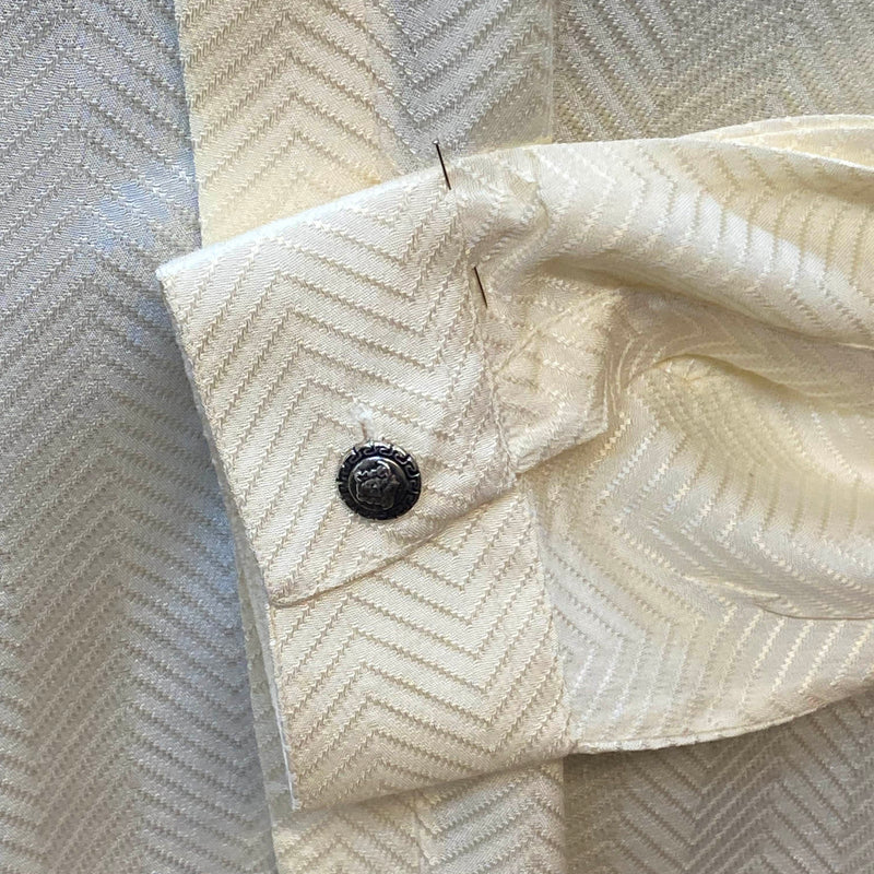 Elegantes Vintage-Hemd mit Stehkragen – Creme, Gr. 43