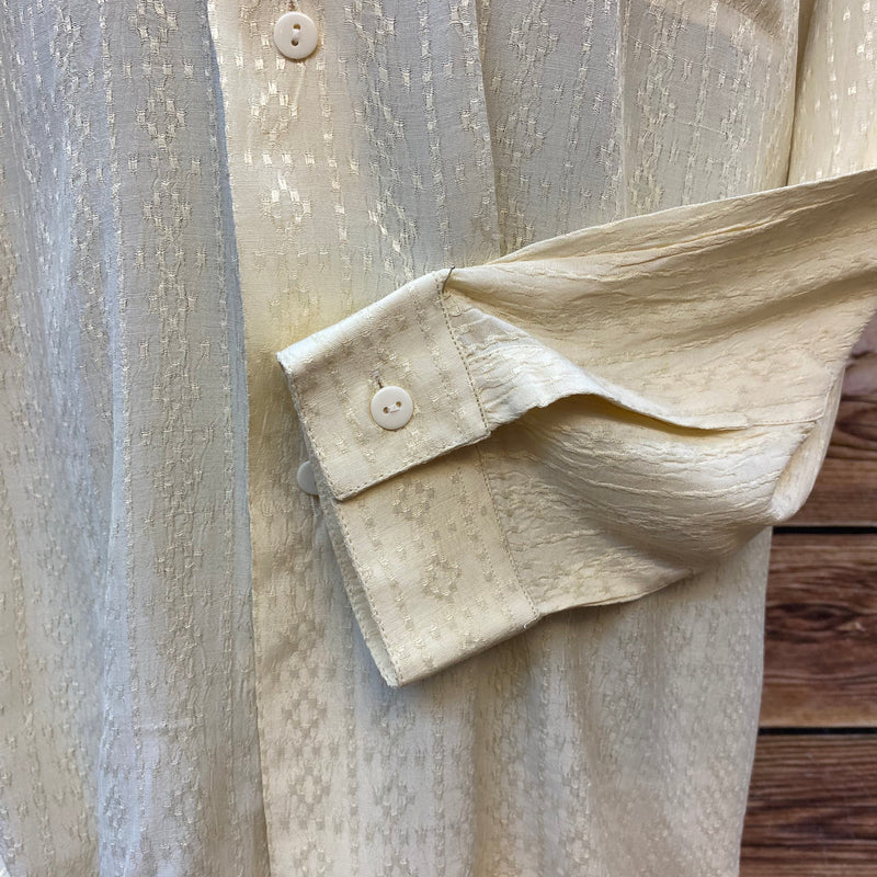 Vintage-Hemd mit Stehkragen und filigranem Muster – Creme, Gr. 42