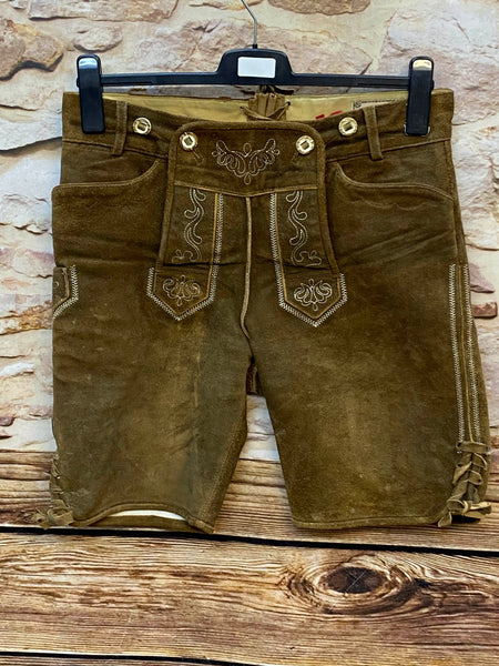 „Stockerpoint Trachtenlederhose Herren Gr. 48 aus echtem Leder in Braun mit Stickerei und Hosenlatz“