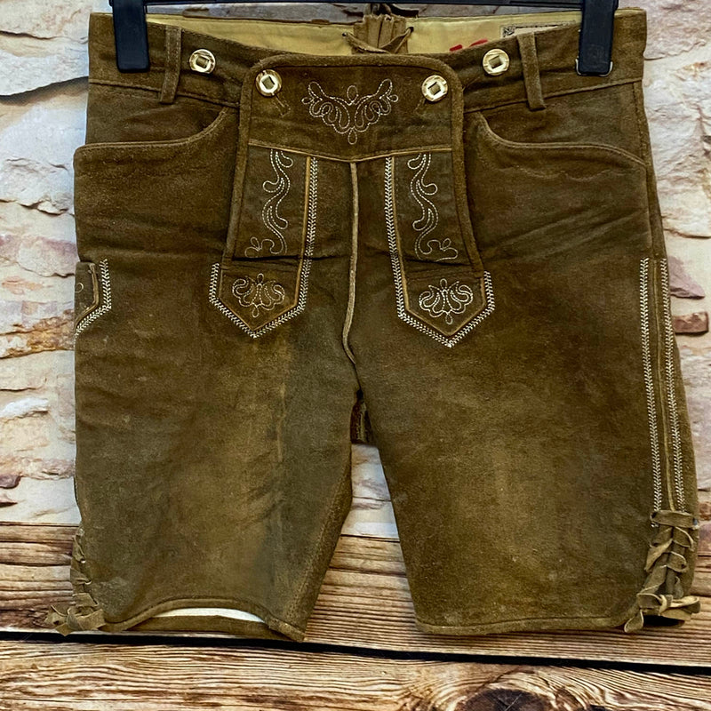 „Stockerpoint Trachtenlederhose Herren Gr. 48 aus echtem Leder in Braun mit Stickerei und Hosenlatz“