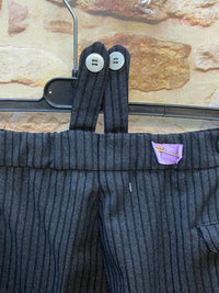 Stresemann-Hose Vintage, schwarz gestreifte Herren-Hose Gr.50 aus Schurwolle mit Hosenträger-Laschen