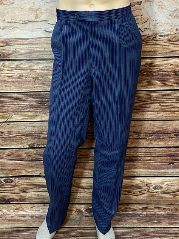 „Vintage Stresemannhose dunkelblau gestreift Größe 56 elegante Anzughose Herren“