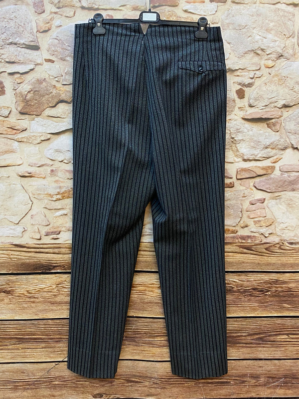 Vintage Stresemannhose Grau-Schwarz Gestreift – Größe 50 (Herren)