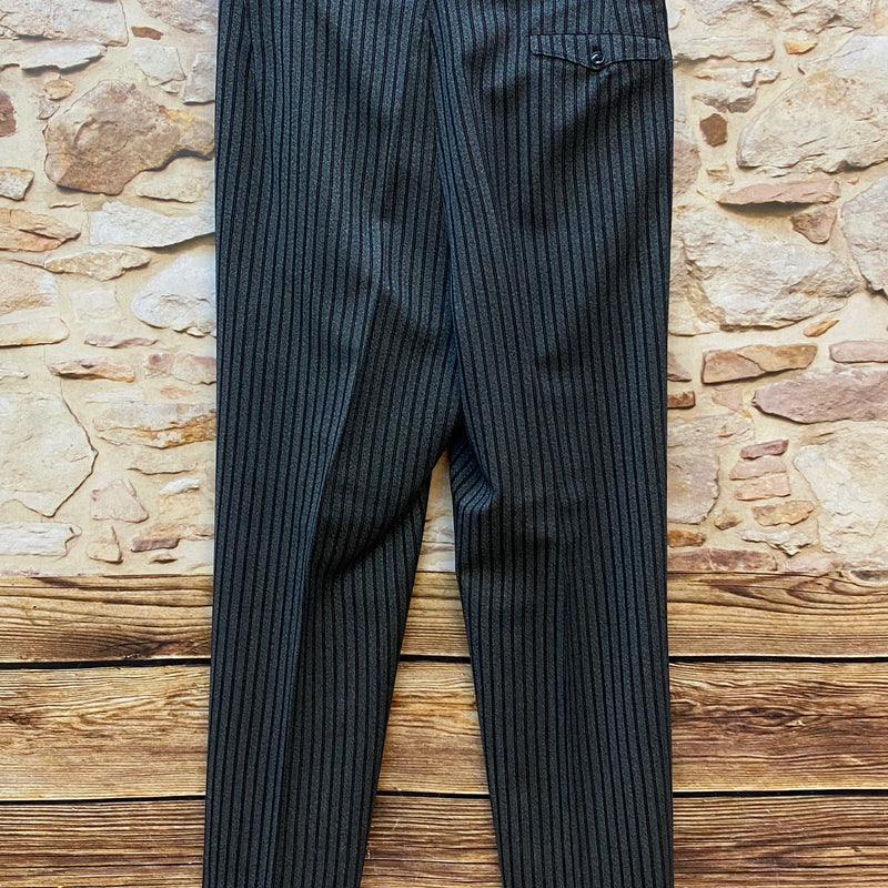 Vintage Stresemannhose Grau-Schwarz Gestreift – Größe 50 (Herren)