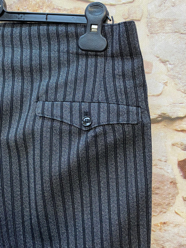 Vintage Stresemannhose Grau-Schwarz Gestreift – Größe 50 (Herren)
