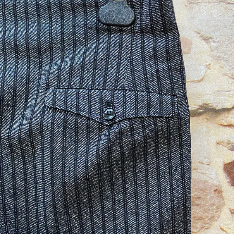 Vintage Stresemannhose Grau-Schwarz Gestreift – Größe 50 (Herren)