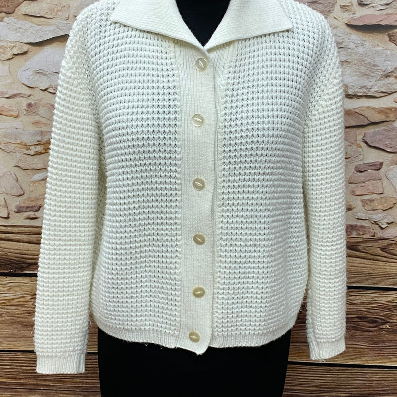 Strickjacke Vintage Damen Jacke Gr.40, cremefarbend