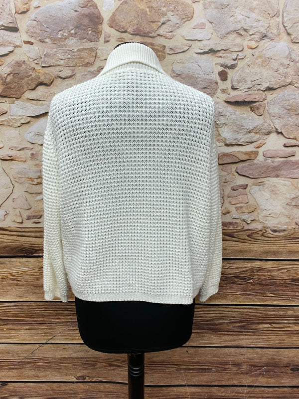 Strickjacke Vintage Damen Jacke Gr.40, cremefarbend