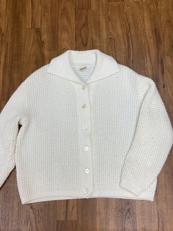 Strickjacke Vintage Damen Jacke Gr.40, cremefarbend