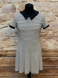Schwarzes  Kleid mit Streifen 40er Jahre Stil, Maritim Look Gr.40
