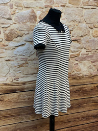 Robe noire à rayures style années 40, look maritime taille 40 