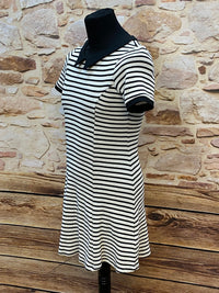 Robe noire à rayures style années 40, look maritime taille 40 