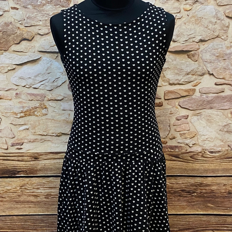 Schwarzes  Kleid mit Pünktchen 40er Jahre Stil, Vintage tiefe Taille Gr.M