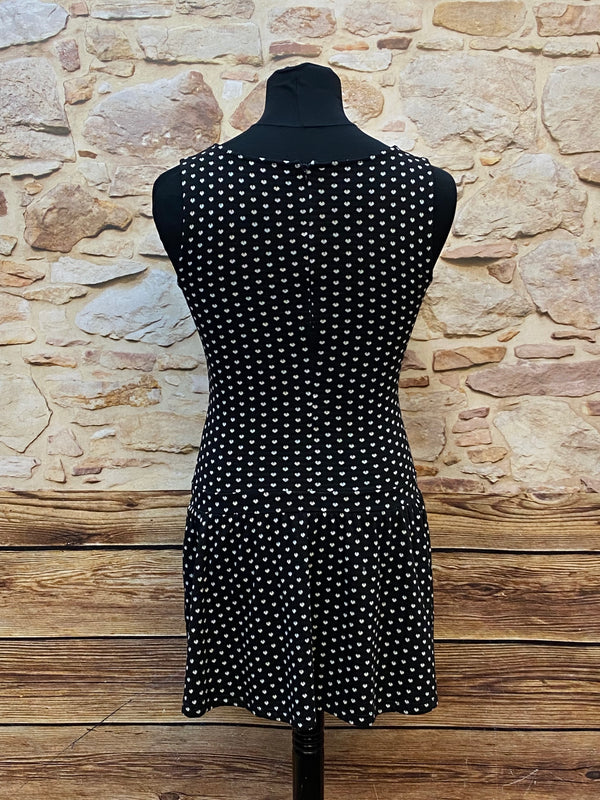 Schwarzes  Kleid mit Pünktchen 40er Jahre Stil, Vintage tiefe Taille Gr.M