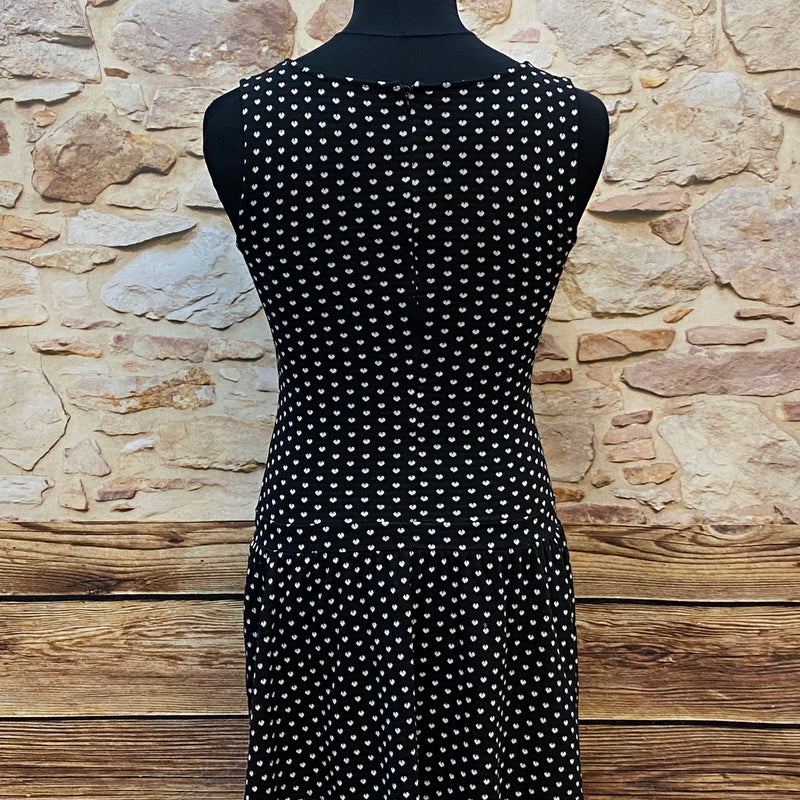 Schwarzes  Kleid mit Pünktchen 40er Jahre Stil, Vintage tiefe Taille Gr.M