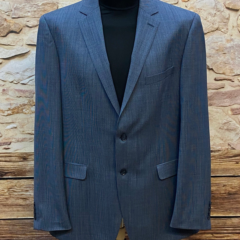 Neues Herren-Sakko von Atelier Torino in Dunkelblau mit feiner Nadelstreifenstruktur, Größe 106, aus Premium-Wolle, edler Business-Stil.