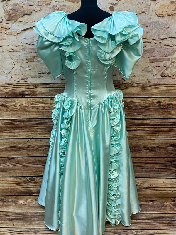 Vintage Theaterkleid Mintgrün Rüschen Ballkleid Bühnenkostüm Barock Stil, Ansicht 7