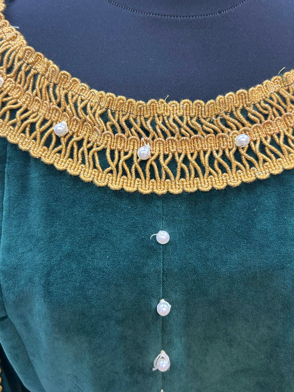 Mittelalterliche Kleid in Samt: Vintage Damen Gewand Gr. 44