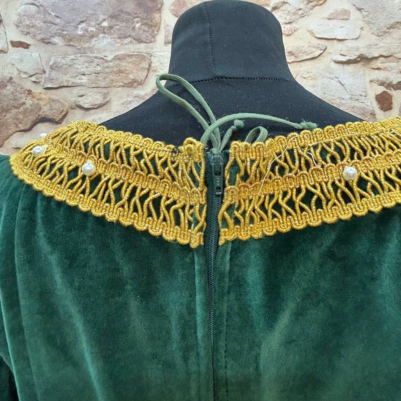 Mittelalterliche Kleid in Samt: Vintage Damen Gewand Gr. 44