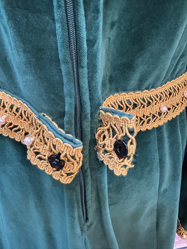 Mittelalterliche Kleid in Samt: Vintage Damen Gewand Gr. 44