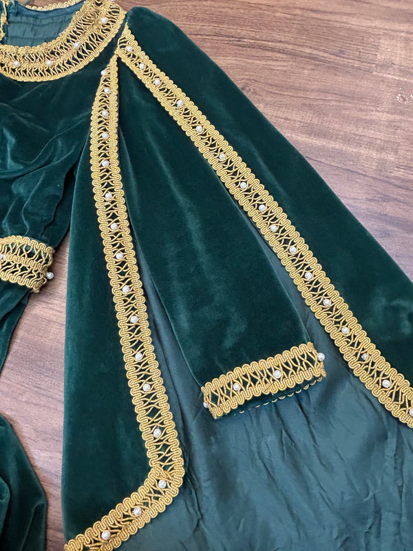 Mittelalterliche Kleid in Samt: Vintage Damen Gewand Gr. 44
