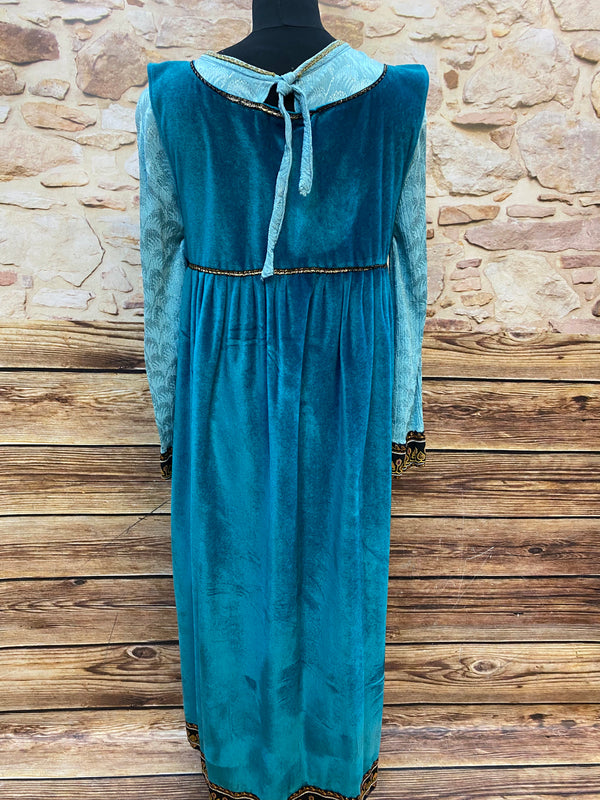 Theaterkostüm Renaissance Stil | Blau-Samt & Brokat | Gr. 42 | Mittelalter Kleid
