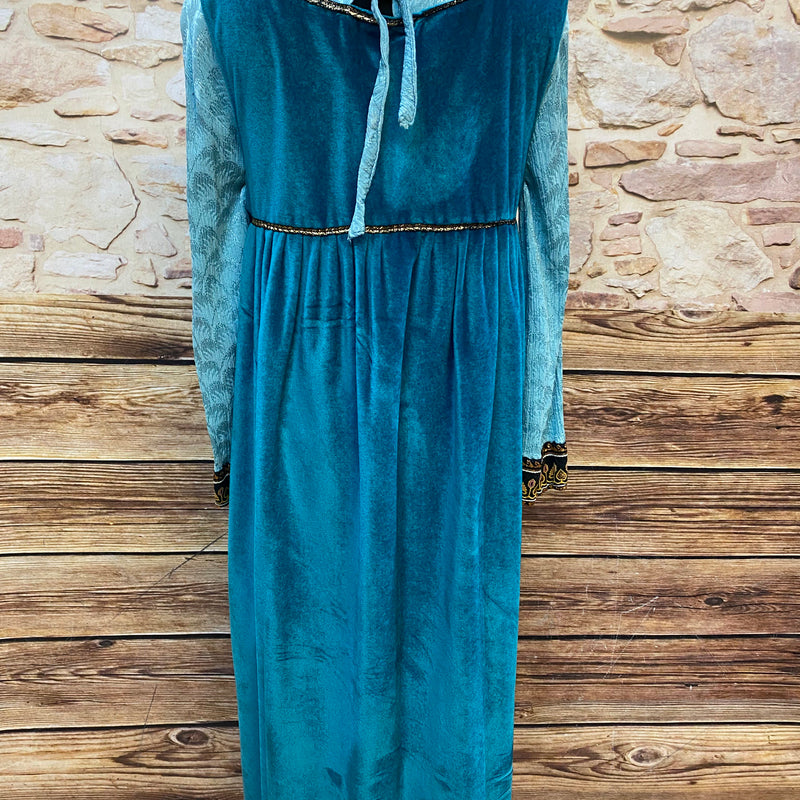 Theaterkostüm Renaissance Stil | Blau-Samt & Brokat | Gr. 42 | Mittelalter Kleid