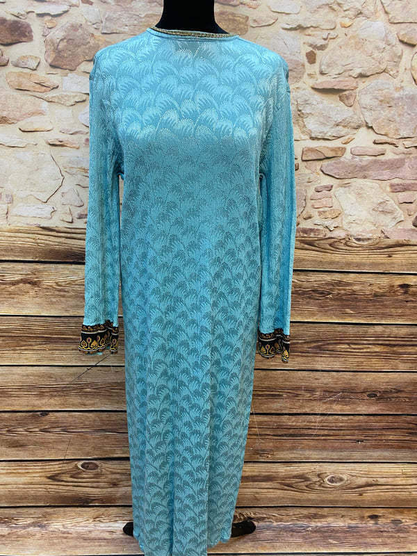 Theaterkostüm Renaissance Stil | Blau-Samt & Brokat | Gr. 42 | Mittelalter Kleid