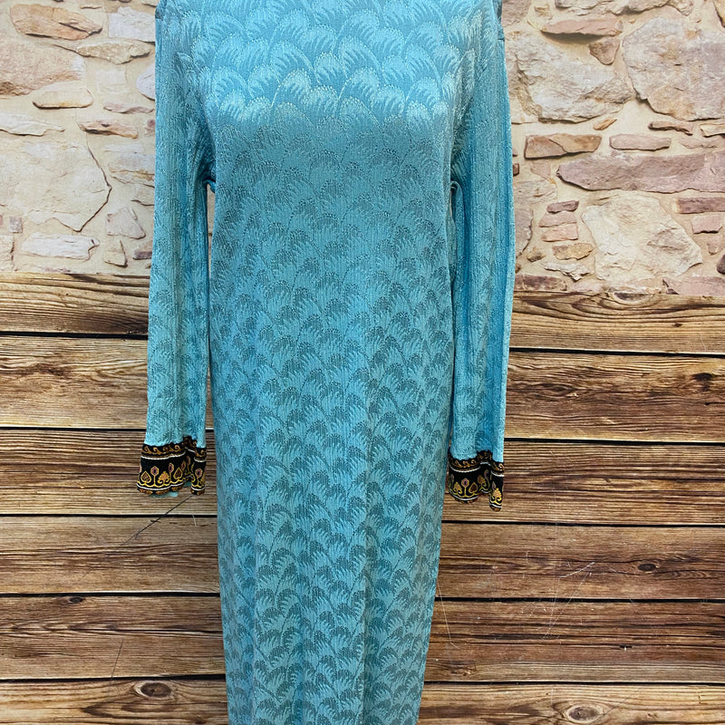 Theaterkostüm Renaissance Stil | Blau-Samt & Brokat | Gr. 42 | Mittelalter Kleid