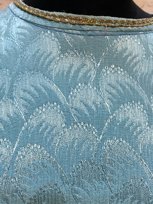 Theaterkostüm Renaissance Stil | Blau-Samt & Brokat | Gr. 42 | Mittelalter Kleid