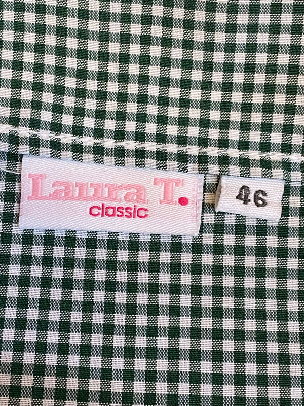 Vintage Trachtenbluse grün weiß kariert Vichykaro Laura T Gr. 46, Ansicht 5