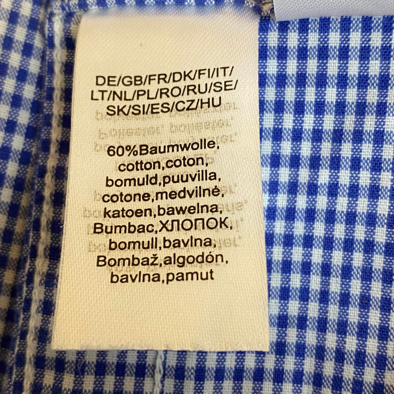 Trachtenhemd - blau kariert mit Hirschmotiv – Größe S – Baumwollmix