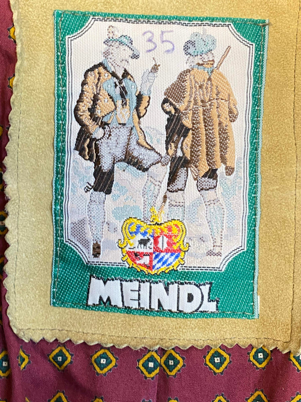 Vintage Trachten Lederjacke Herren Beige Oliv mit Stickerei – Größe 26, Ansicht 5