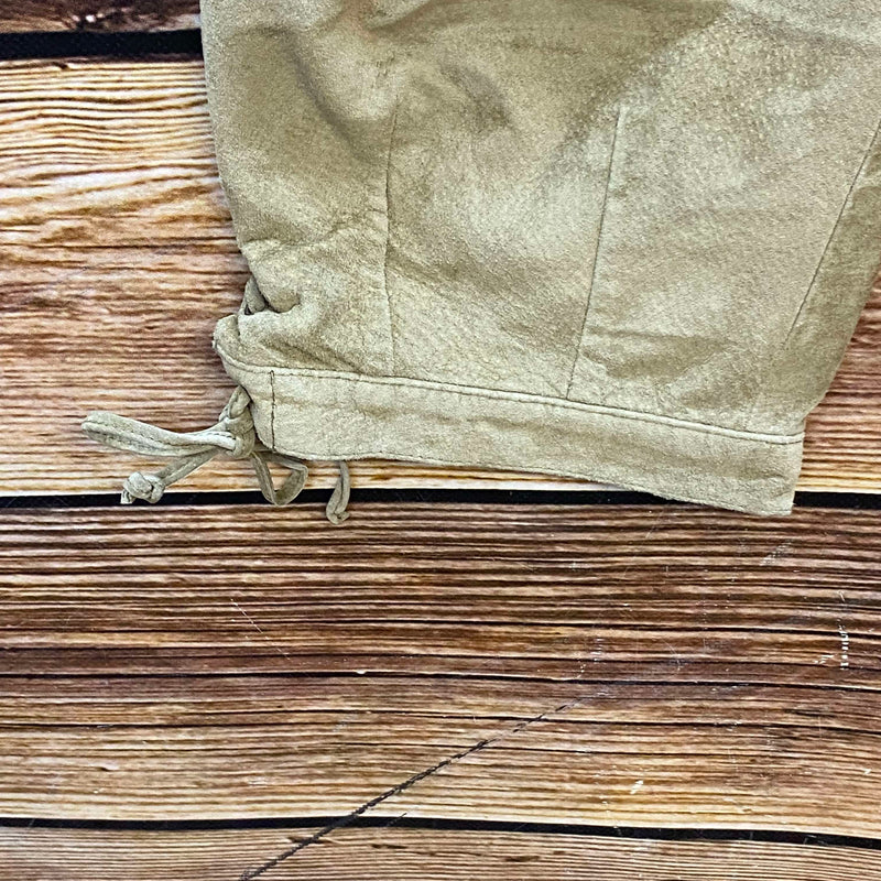 Vintage Damen Trachtenlederhose Gr. 40 in Beige-Oliv mit Knopfleiste und Schnürung – Ansicht 3