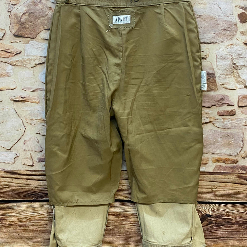 Vintage Damen Trachtenlederhose Gr. 40 in Beige-Oliv mit Knopfleiste und Schnürung – Ansicht 6