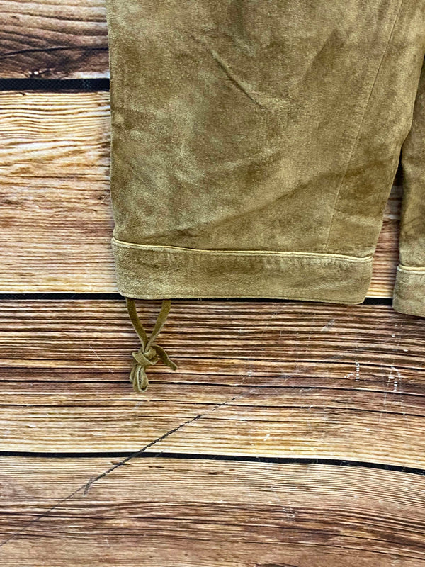 Vintage Damen Trachtenlederhose Gr. 40 von Landhaus in Braun-Oliv aus Nubukleder – Ansicht 3