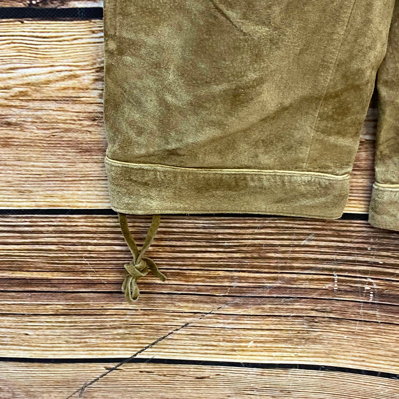 Vintage Damen Trachtenlederhose Gr. 40 von Landhaus in Braun-Oliv aus Nubukleder – Ansicht 3