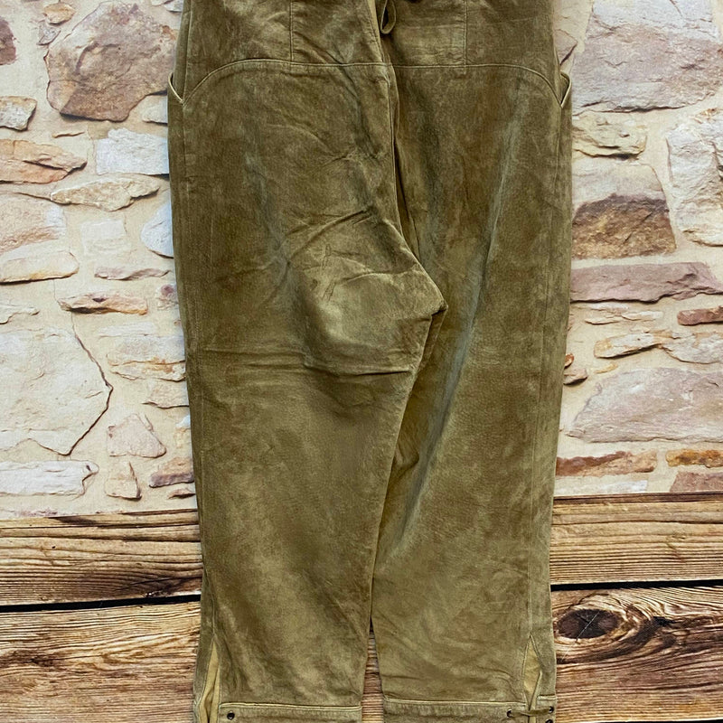 Vintage Damen Trachtenlederhose Gr. 40 von Landhaus in Braun-Oliv aus Nubukleder – Ansicht 4