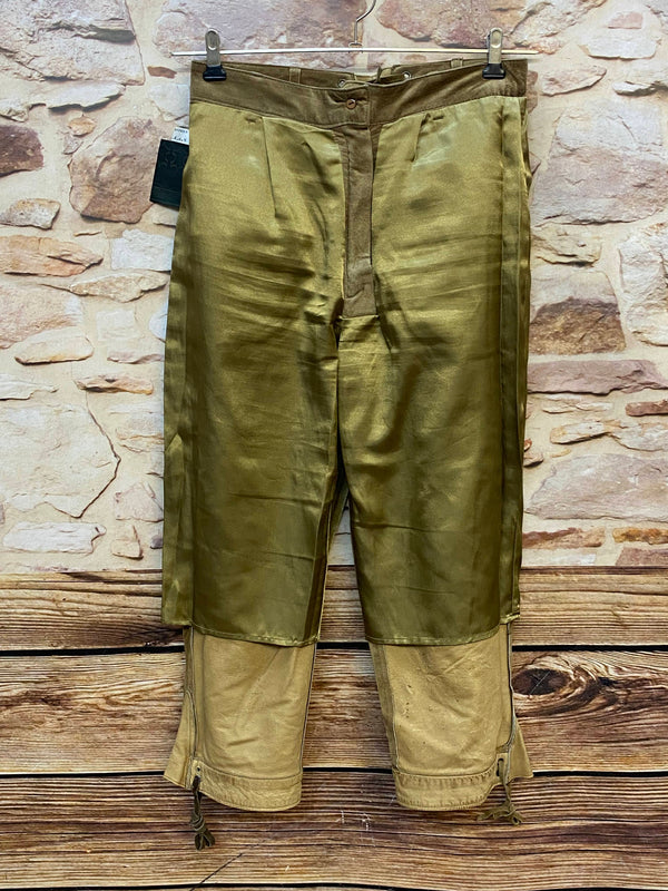 Vintage Damen Trachtenlederhose Gr. 40 von Landhaus in Braun-Oliv aus Nubukleder – Ansicht 5