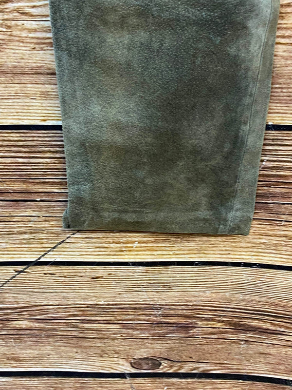 Vintage Damen Trachtenlederhose Gr. 44 aus echtem olivgrünem Schweinsleder von Alphorn Trachtenmode mit Knopfleiste, Ansicht 2