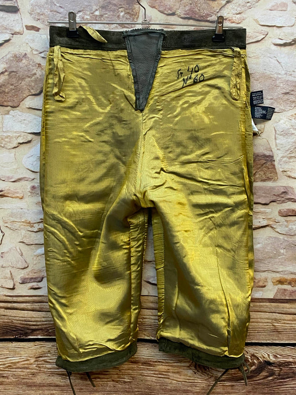 Damen Trachtenlederhose 3/4 Gr. 40 in Olivgrün aus Rauleder mit Schnürung – Ansicht 6
