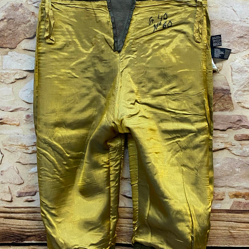 Damen Trachtenlederhose 3/4 Gr. 40 in Olivgrün aus Rauleder mit Schnürung – Ansicht 6