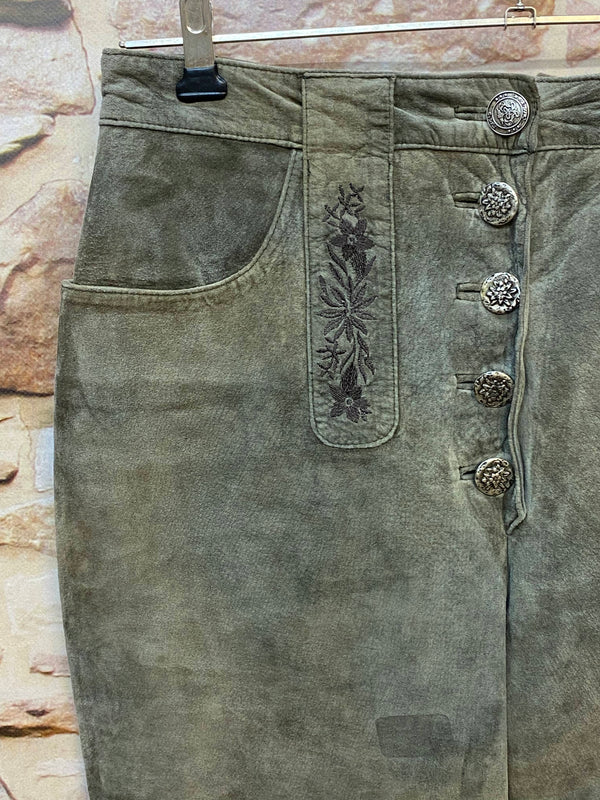 Damen Trachtenlederhose 3/4 Gr. 44 olivgrau