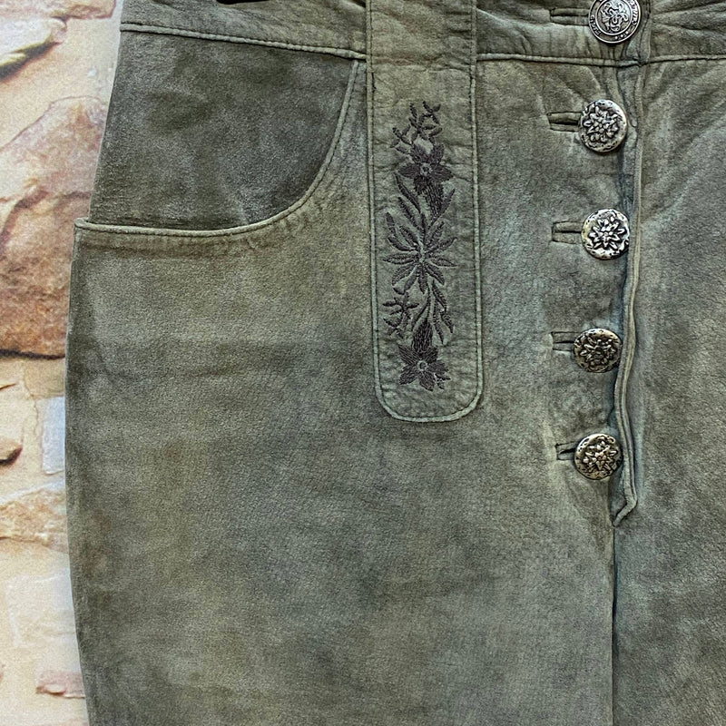 Damen Trachtenlederhose 3/4 Gr. 44 olivgrau