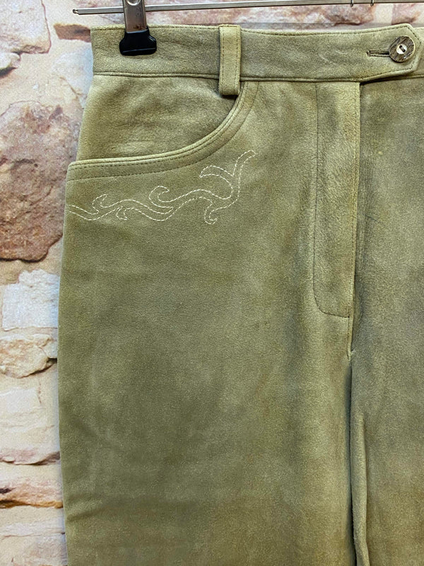 Damen Trachtenlederhose Kniebund Gr. 38 – Spieth & Wensky – olivgrün